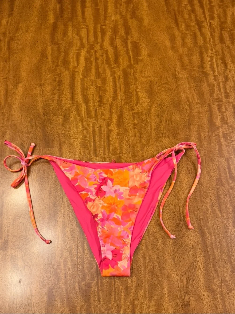 L*SPACE women’s Lennox LSLNC21P Pink And Orange Floral Tie-Side Bikini Bottoms